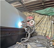 天盟公司造紙烘缸現場噴塗施工進行中